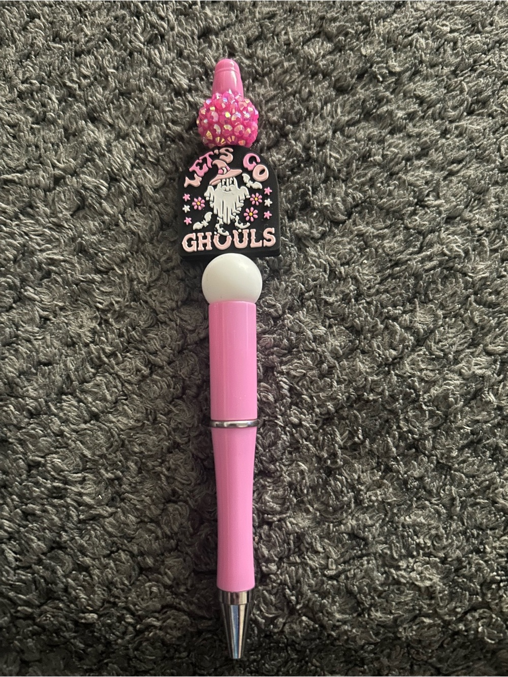 Hand Crafted Pink Novelty 'Let's Go Ghouls' Charm Pen